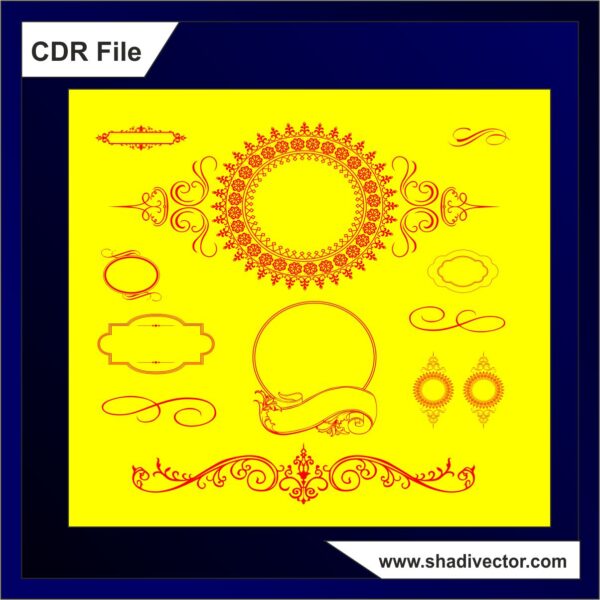 Premium Indian Wedding Decorative Frame & Border Elements CDR File | Invitation Ornament Vector Pack