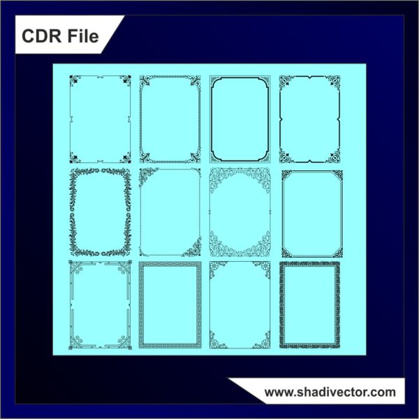 Premium Wedding Card Border Collection – 12 Editable CDR Vector Frames